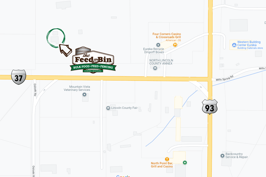 map of the location of The Feed Bin